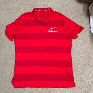 Nike Men's Red Striped Georgia Polo